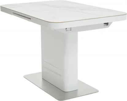 Стіл обідній розкладний 6-8 місць 120 см, White pearl ceramic made in italy