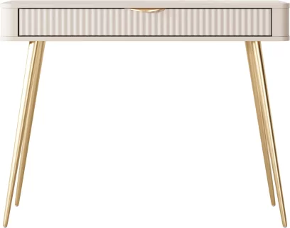 Консольний стіл 1 шухлядка, White matt champange gold legs