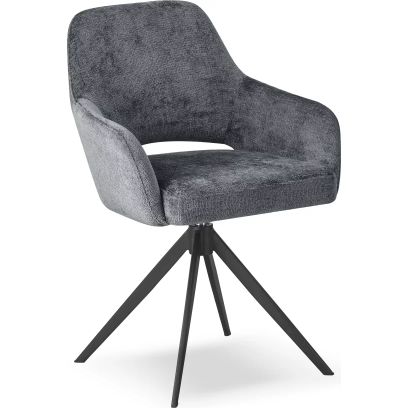 Cтілець обідній з підлокітниками поворотний 360°, Charcoal chic