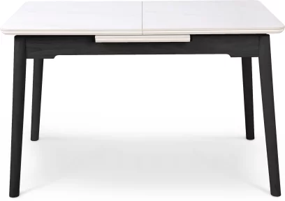 Стіл обідній розкладний 6-8 місць 120 см, Arctic ice ceramic black base