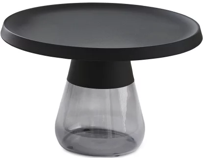 Стіл кавовий 70*70 cm, Black top grey glass base