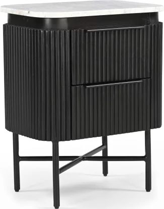 Тумбочка приліжкова 45 см, Lilac ice top and black wooden base
