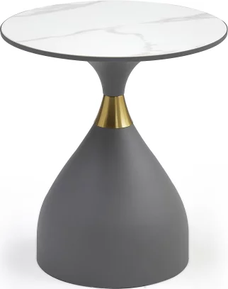 Стіл кавовий 50*50 см, Arctic ice top grey base with gold strip