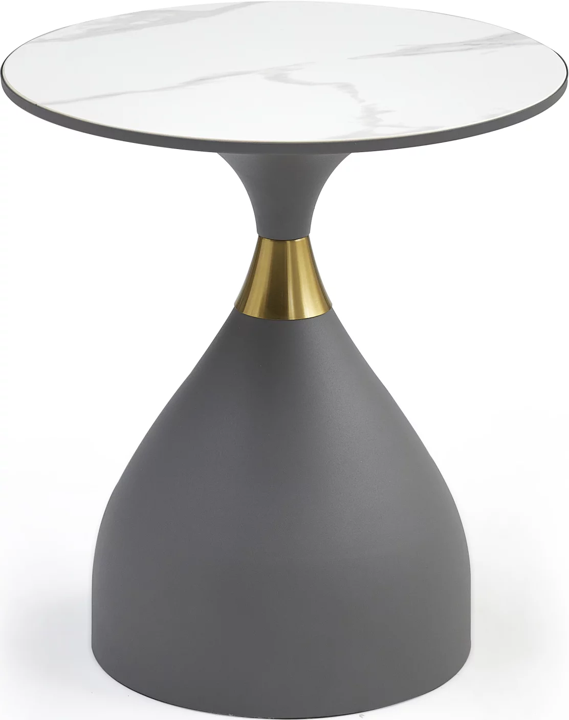 Стіл кавовий 50*50 см, Arctic ice top grey base with gold strip