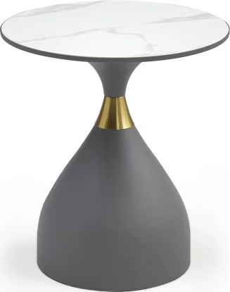 Стіл кавовий 50*50 см, Arctic ice top grey base with gold strip