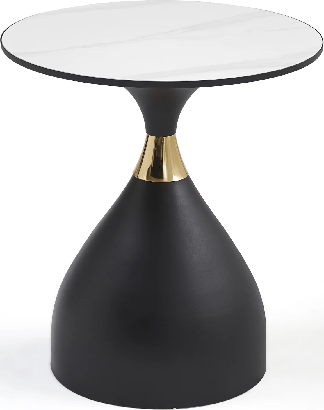 Стіл кавовий 50*50 см, Arctic ice top black base with gold strip