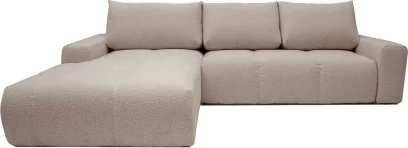 Диван кутовий 4-місний розкладний з лівим шезлонгом, Taupe boucle