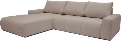 Диван кутовий 4-місний розкладний з лівим шезлонгом, Taupe boucle