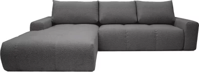 Диван кутовий 4-місний розкладний з лівим шезлонгом, Anthracite boucle