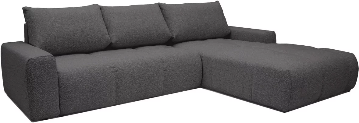 Диван кутовий 4-місний розкладний з правим шезлонгом, Anthracite boucle