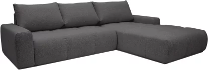 Диван кутовий 4-місний розкладний з правим шезлонгом, Anthracite boucle