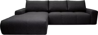 Диван кутовий 4-місний розкладний з лівим шезлонгом, Black boucle