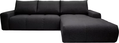Диван кутовий 4-місний розкладний з правим шезлонгом, Black boucle