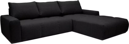 Диван кутовий 4-місний розкладний з правим шезлонгом, Black boucle