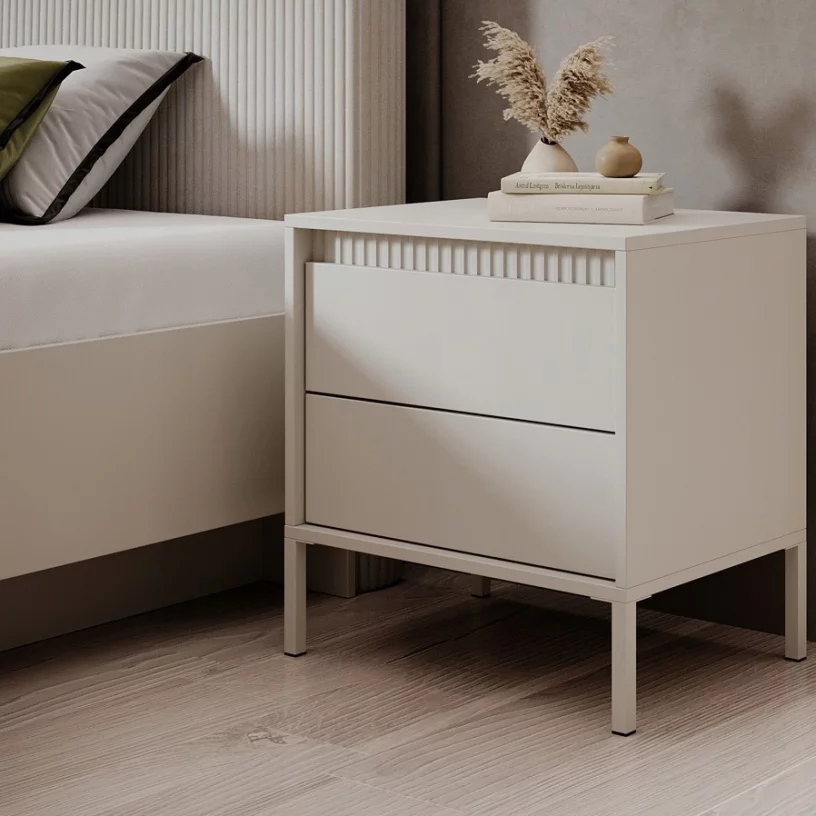 Тумбочка приліжкова 2 ящика , Light beige