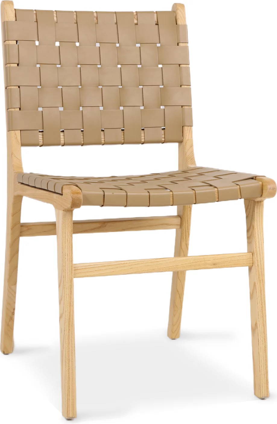 Стілець обідній , Beige leather natural wood