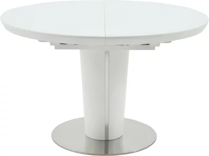 Стіл обідній розкладний 6-8 місць 120 см, Glass white satin