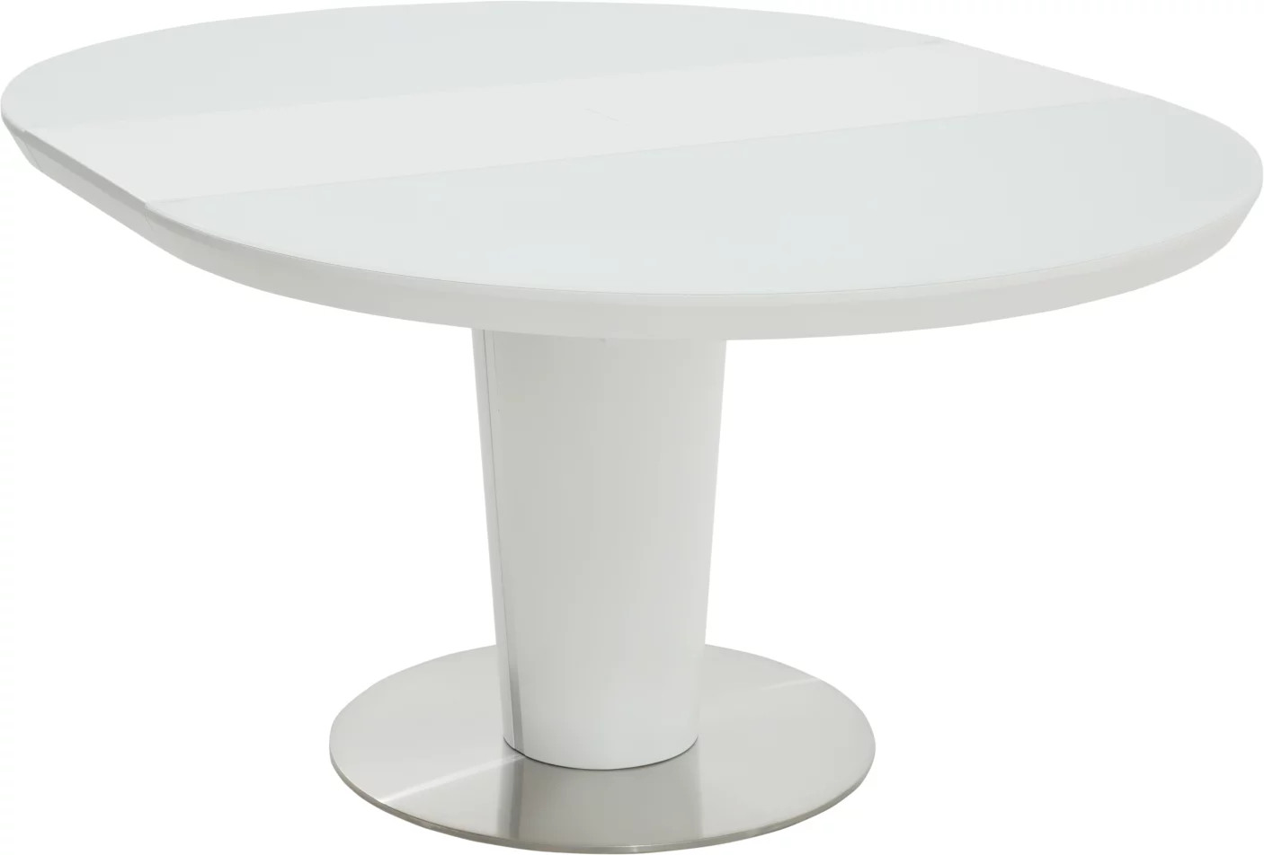 Стіл обідній розкладний 6-8 місць 120 см, Glass white satin