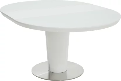 Стіл обідній розкладний 6-8 місць 120 см, Glass white satin