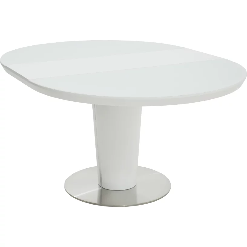Стіл обідній розкладний 6-8 місць 120 см, Glass white satin