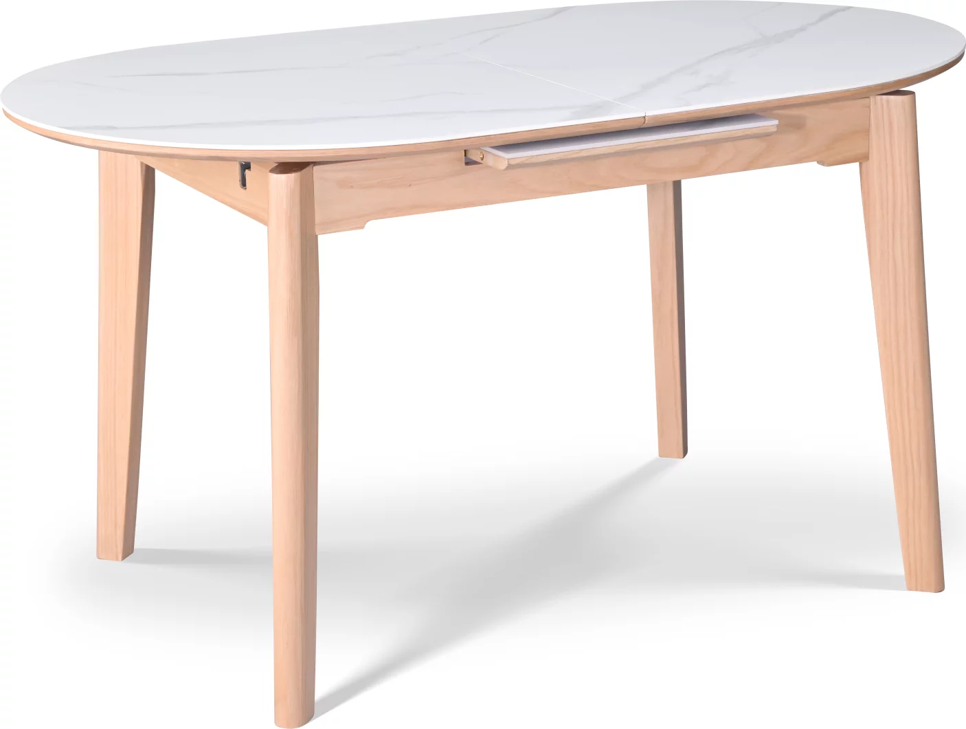 Стіл обідній розкладний 6-8 місць 140 см, Arctic ice ceramic top oak base