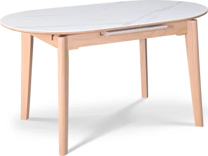 Стіл обідній розкладний 6-8 місць 140 см, Arctic ice ceramic top oak base