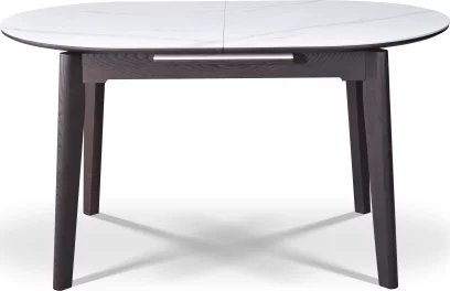 Стіл обідній розкладний 6-8 місць 140 см, Arctic ice ceramic top black base