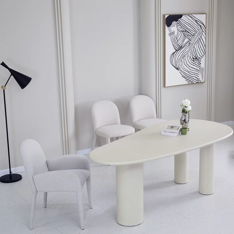 Стіл обідній 10 місць 210 см, White top white base
