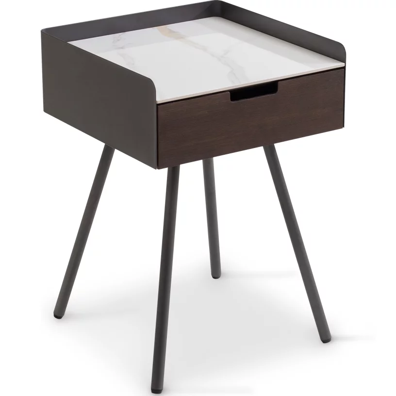 Тумбочка приліжкова 1 ящик , Lilac ice top walnut canaletto
