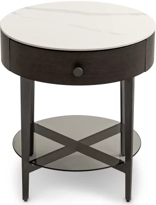 Стіл кавовий 1 шухлядка, Smoky oak and white black base