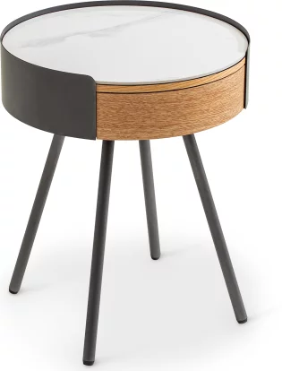 Стіл приставний 1 шухлядка, Walnut veneer titanium stone