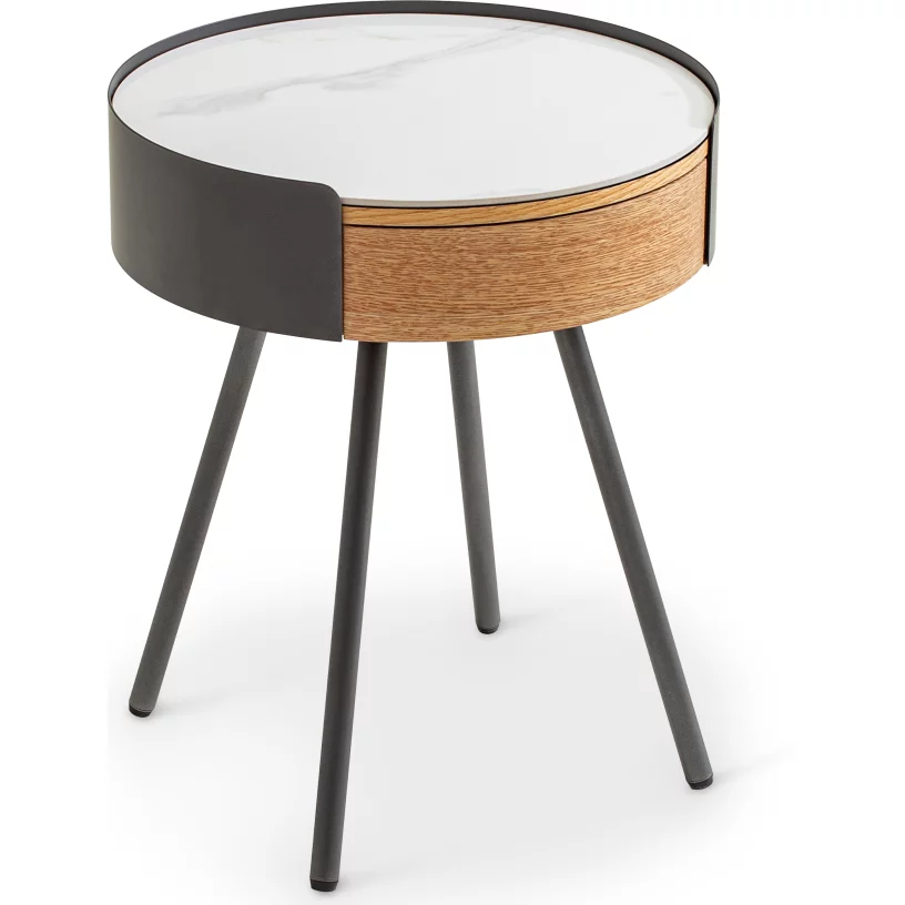 Стіл приставний 1 шухлядка, Walnut veneer titanium stone