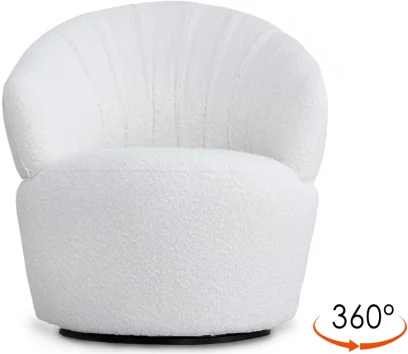Крісло поворотне 360°, Bouclé chalk white