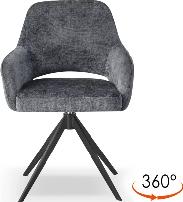 Cтілець обідній з підлокітниками поворотний 360°, Charcoal chic