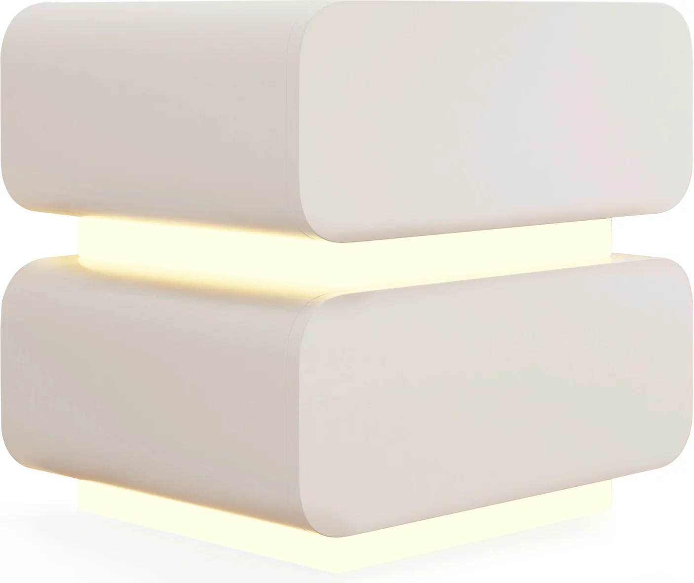 Тумбочка приліжкова 2 ящика Led-light, Silk white