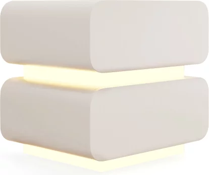 Тумбочка приліжкова 2 ящика Led-light, Silk white