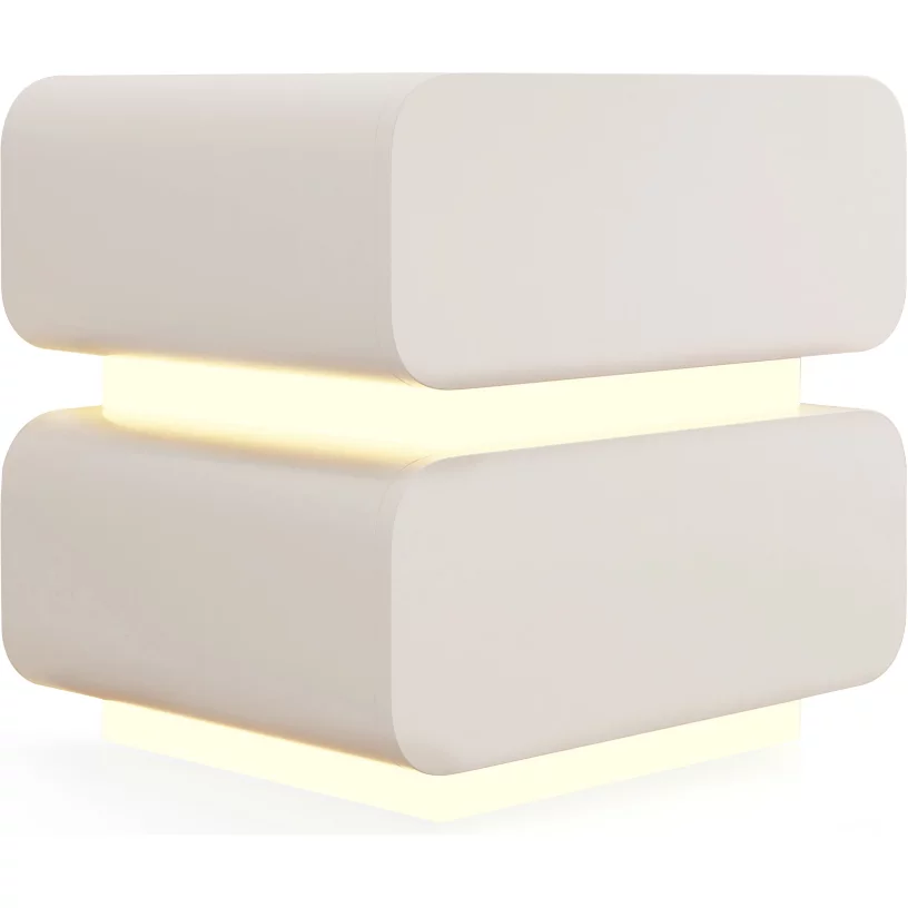 Тумбочка приліжкова 2 ящика Led-light, Silk white