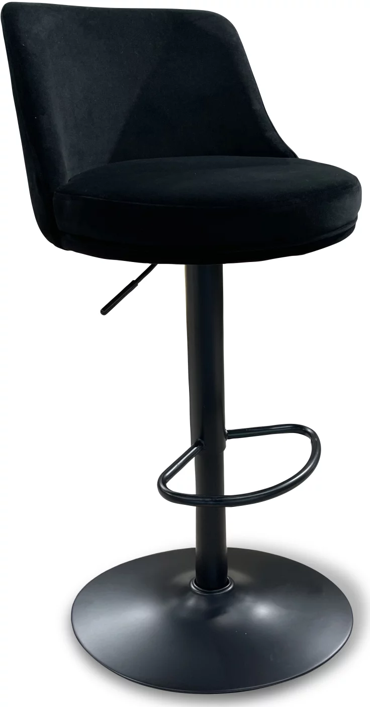 Барний стілець поворотний, регульований по висоті, Black moon velvet black base