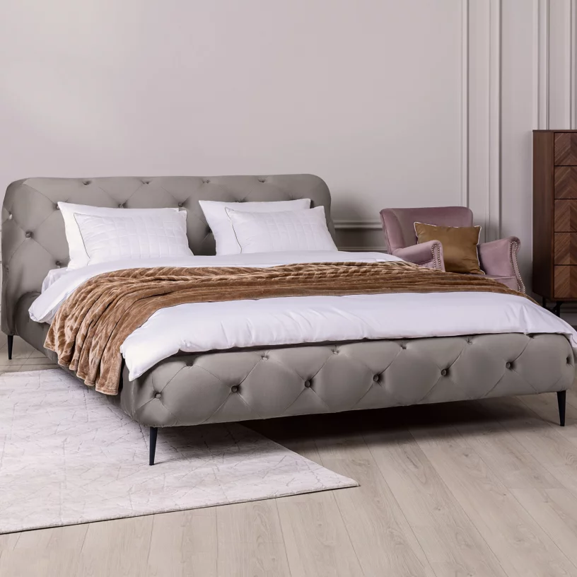 Ліжко 180*200, Silver grey velvet