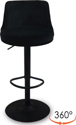 Барний стілець поворотний, регульований по висоті, Black moon velvet black base