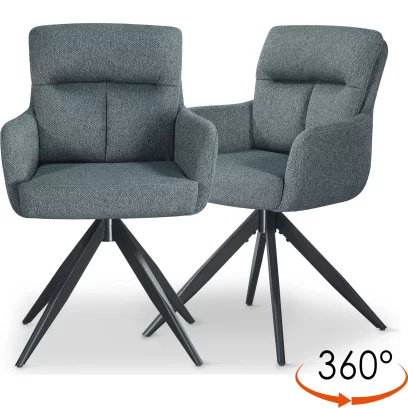 Сет з двох обідніх стільців з підлокітниками поворотний 360°, Green