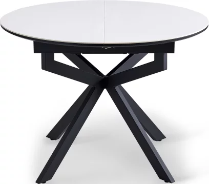 Стіл обідній розкладний 4-6 місць 105 см, Pure white ceramic top black base