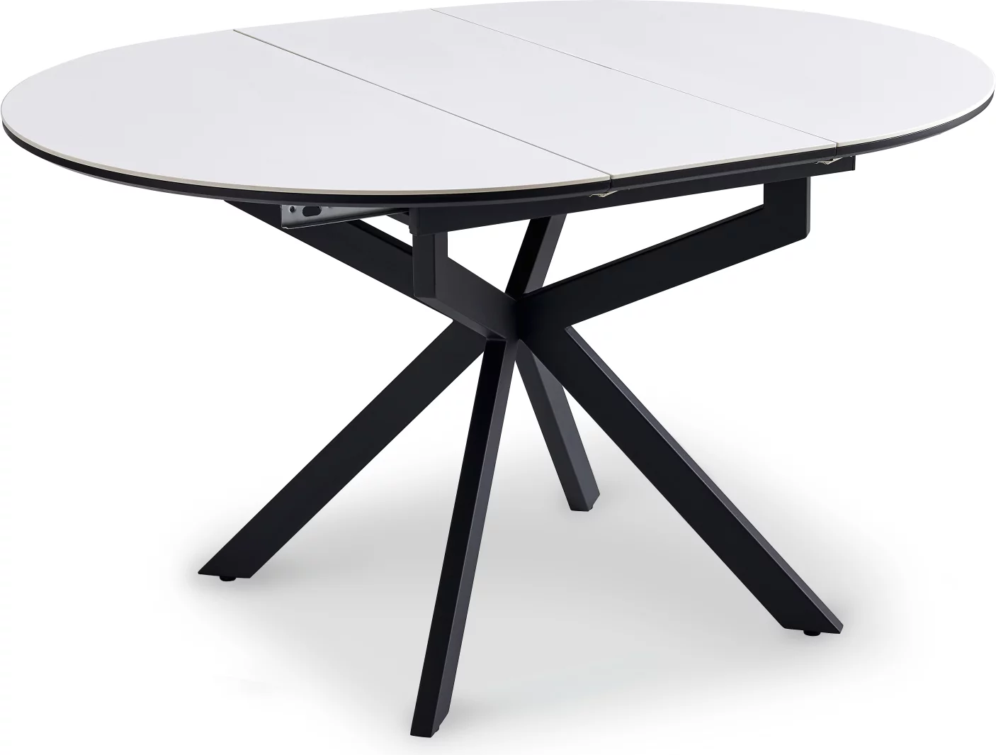 Стіл обідній розкладний 4-6 місць 105 см, Pure white ceramic top black base