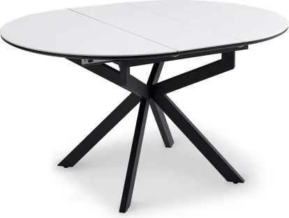 Стіл обідній розкладний 4-6 місць 105 см, Pure white ceramic top black base