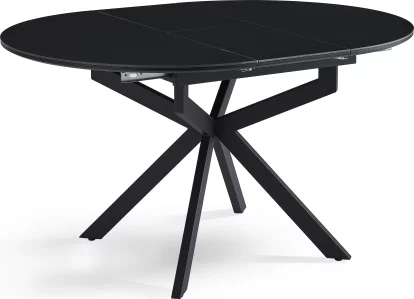 Стіл обідній розкладний 4-6 місць 105 см, Charcoal black ceramic top black base