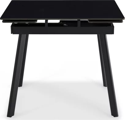 Стіл обідній розкладний 4-6 місць 90 см, Charcoal black ceramic top black base