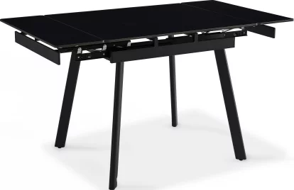 Стіл обідній розкладний 4-6 місць 90 см, Charcoal black ceramic top black base