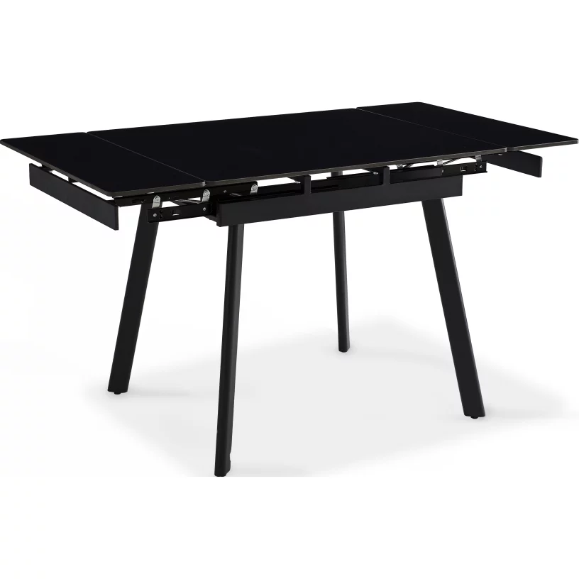 Стіл обідній розкладний 4-6 місць 90 см, Charcoal black ceramic top black base