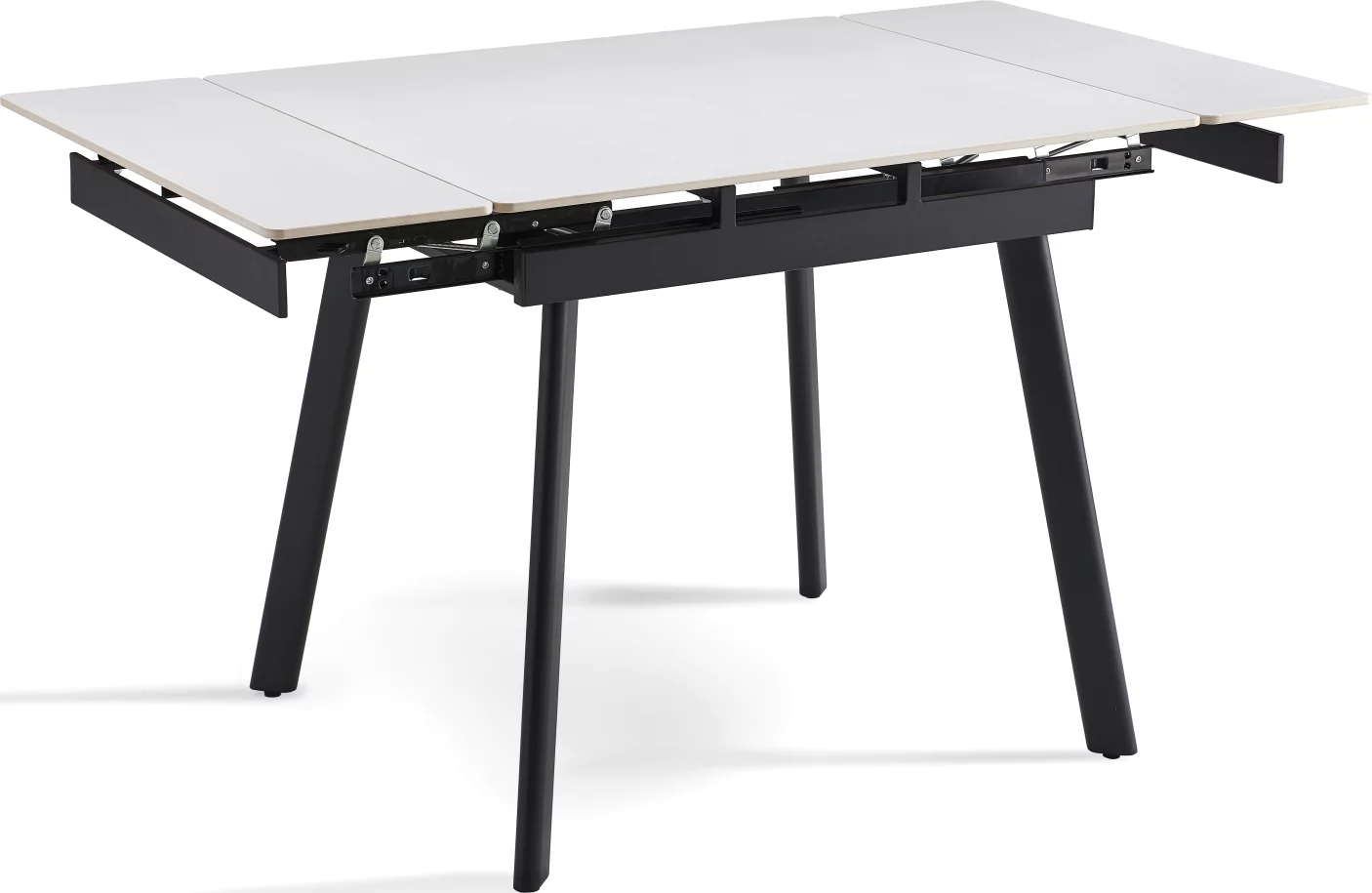Стіл обідній розкладний 4-6 місць 90 см, Pure white ceramic top black base