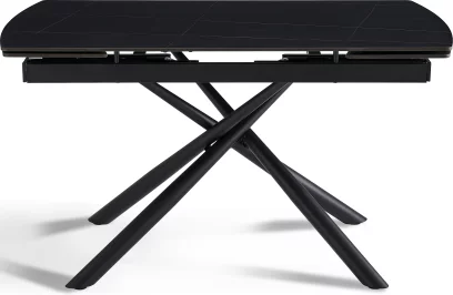 Стіл обідній розкладний 6-8 місць 140 см, Charcoal black ceramic top black base